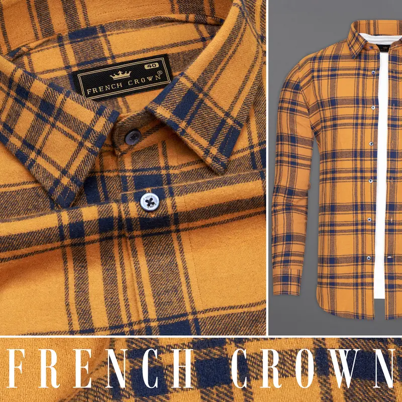 Serria Yellow With Mirage Blue Plaid Flannel Overshirt/Shacket 13