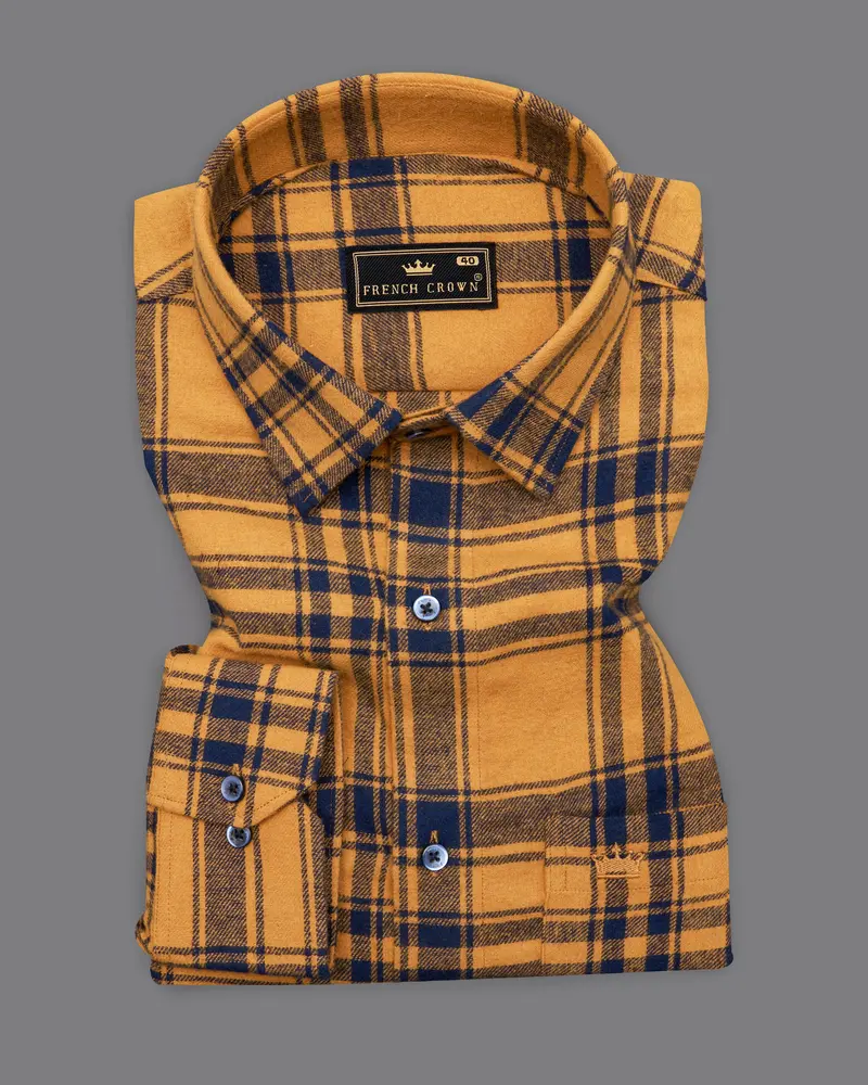 Serria Yellow With Mirage Blue Plaid Flannel Overshirt/Shacket 4