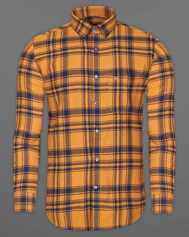 Serria Yellow With Mirage Blue Plaid Flannel Overshirt/Shacket 6