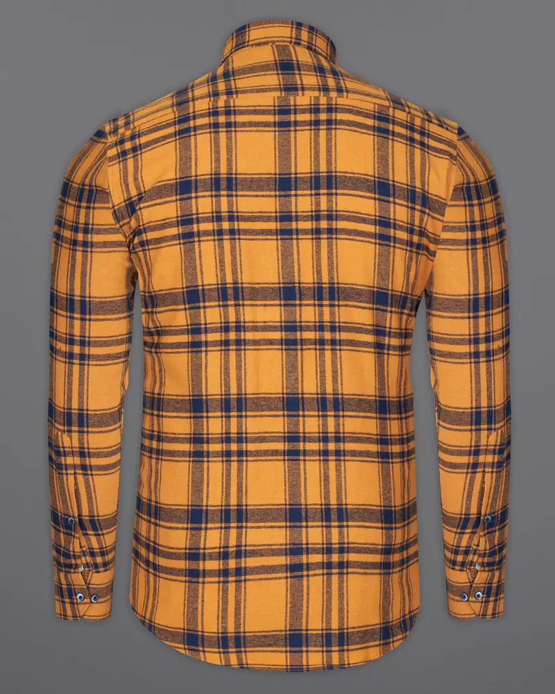 Serria Yellow With Mirage Blue Plaid Flannel Overshirt/Shacket 8