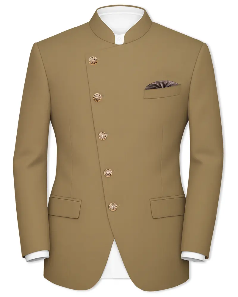 Shadow Brown Cross Placket Bandhgala Blazer 1