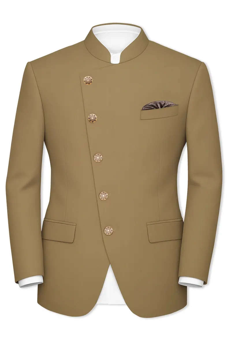 Shadow Brown Cross Placket Bandhgala Blazer 2