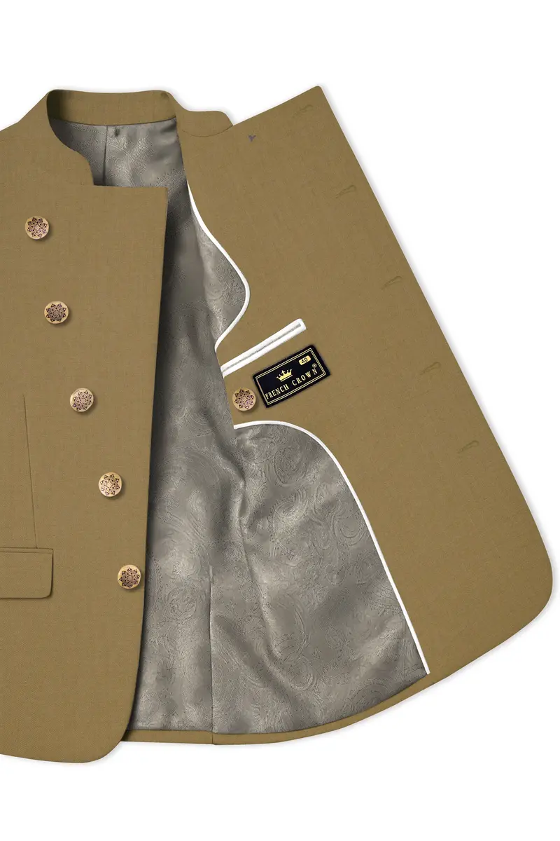 Shadow Brown Cross Placket Bandhgala Blazer 4