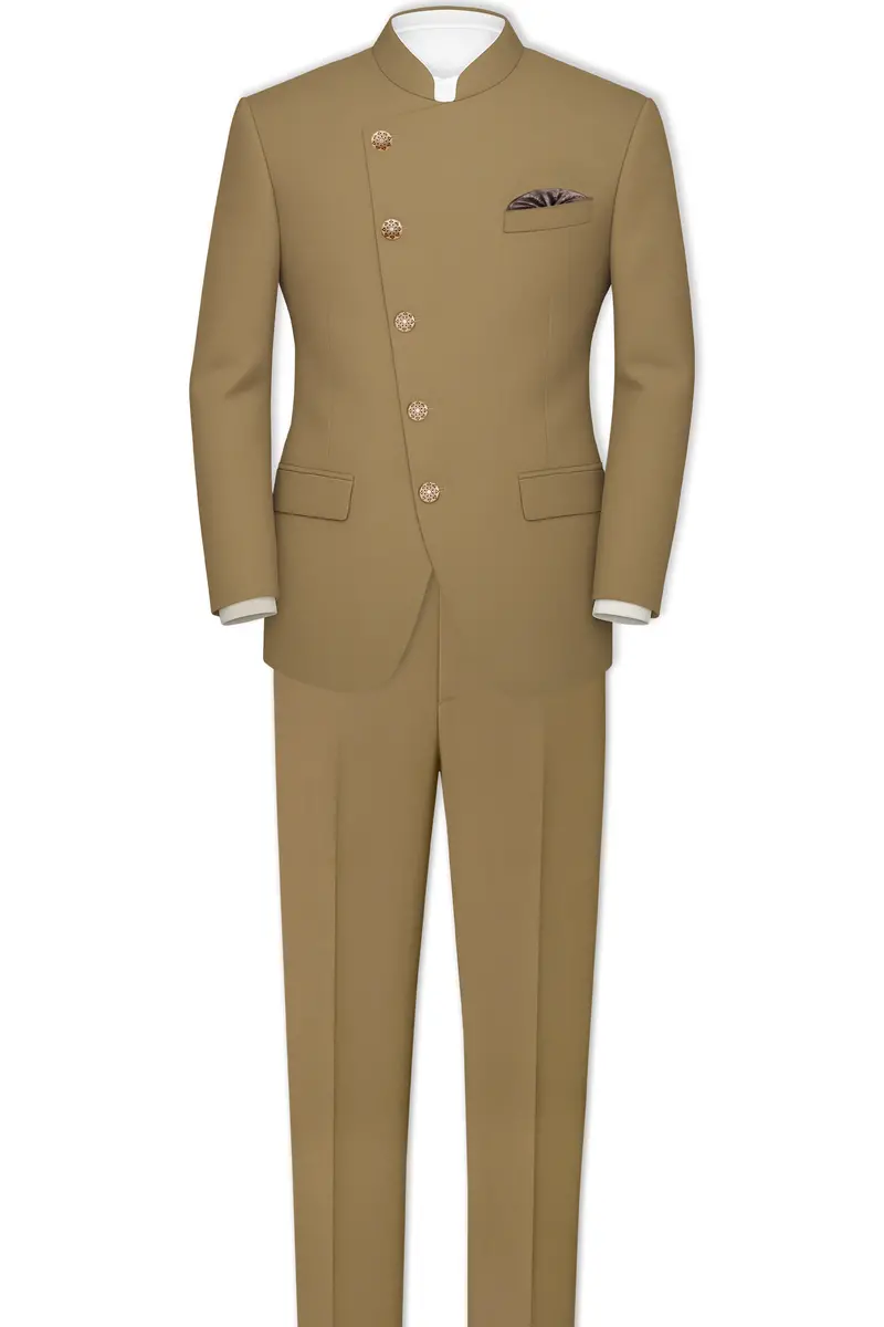 Shadow Brown Cross Placket Bandhgala Blazer 8