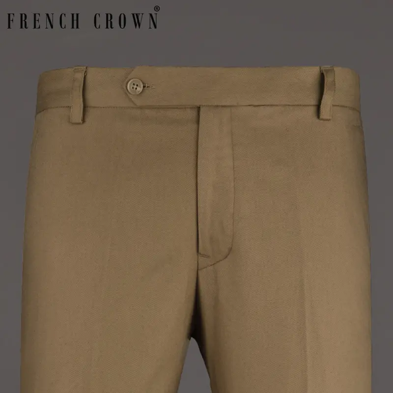 Shadow Brown Premium Cotton Solid Pant 1