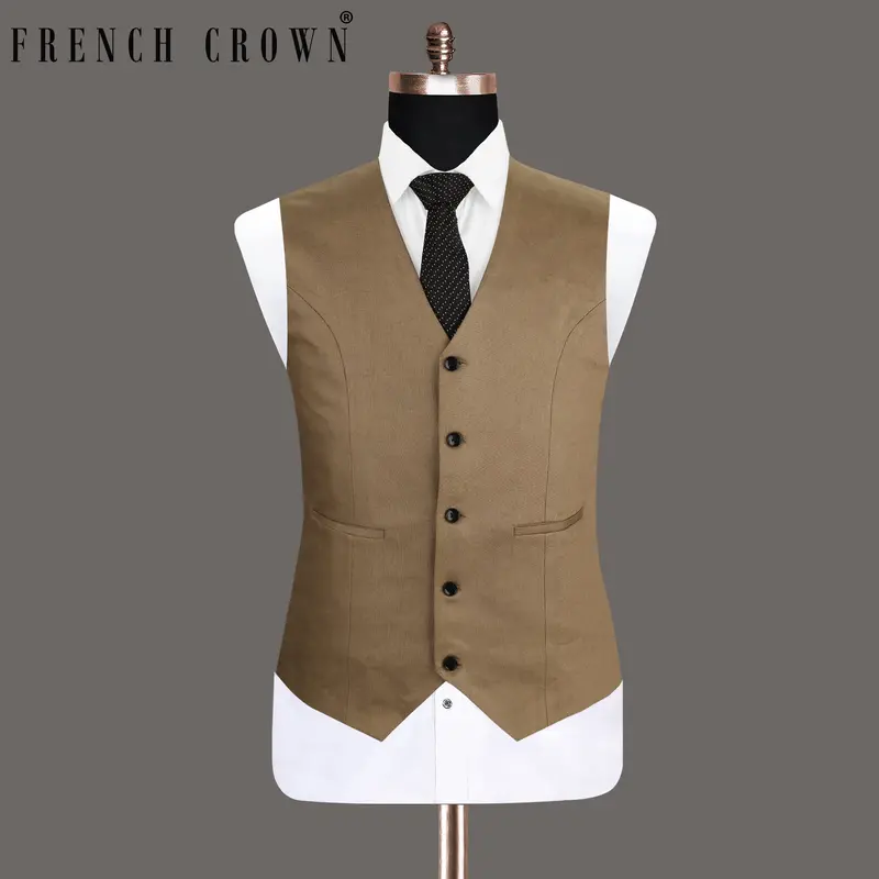 Shadow Brown Premium Cotton Solid Waistcoat 1