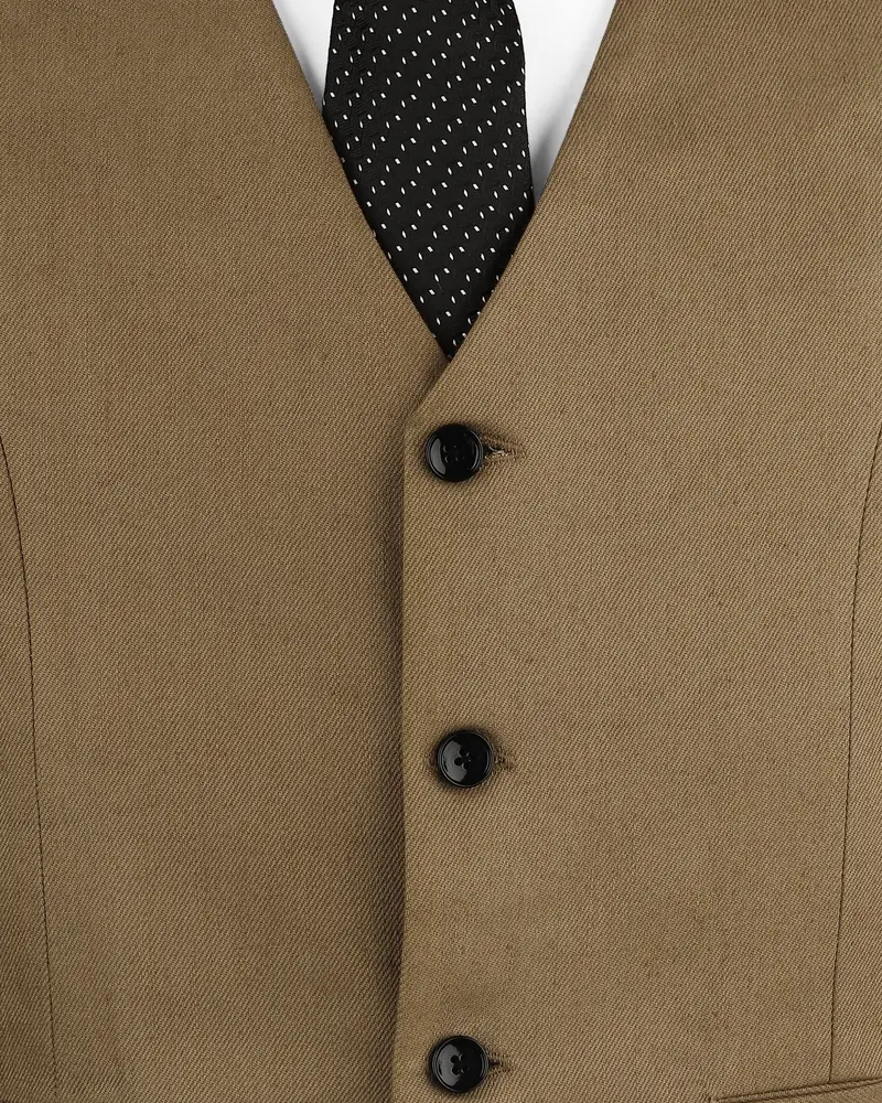 Shadow Brown Premium Cotton Solid Waistcoat 5