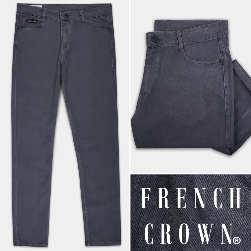 Shadow Gray Slim Fit Mid-Rise Clean Look Stretchable Denim 1