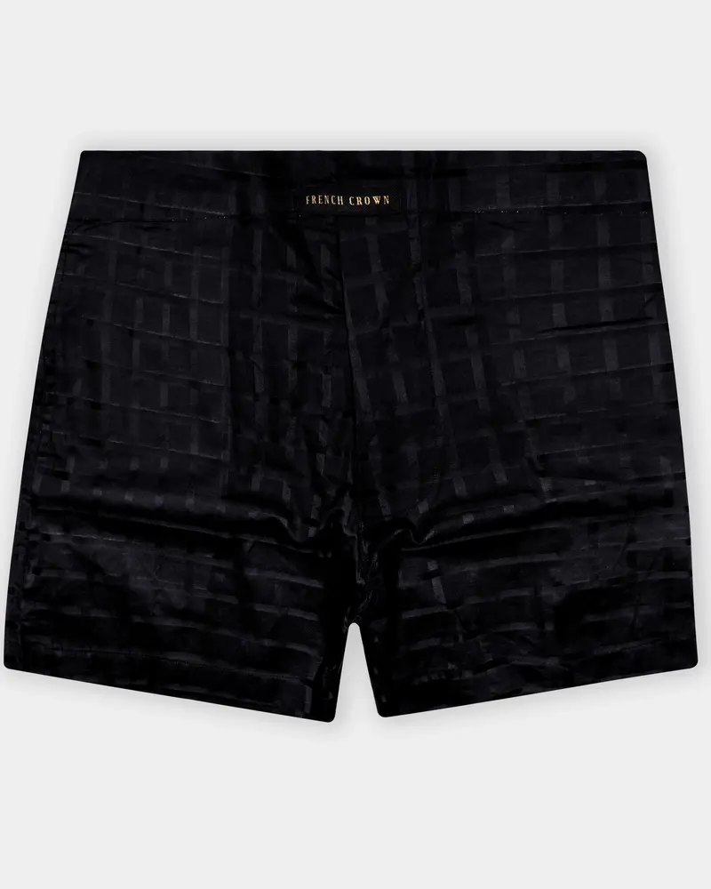 Shadow-Jade Black Plaid Jacquard Premium Cotton Boxer 1