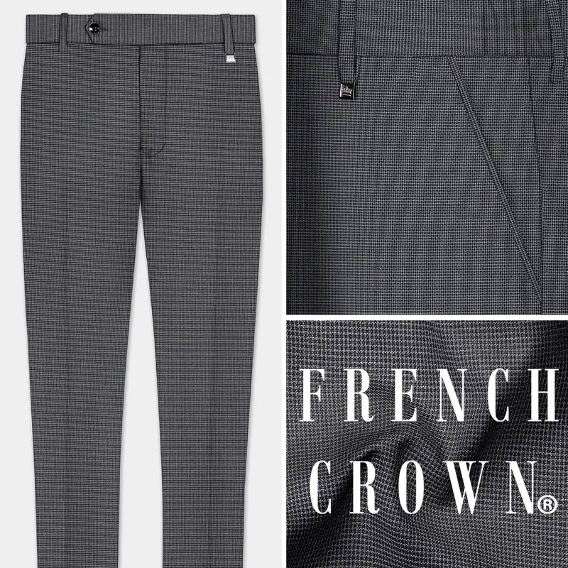 Shaft Gray Textured Wool Blend Stretchable Waistband Pant 1