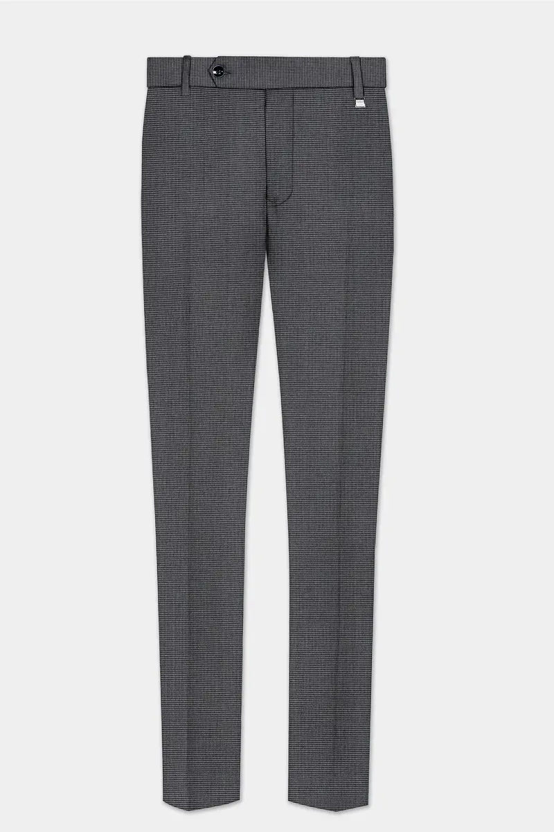Shaft Gray Textured Wool Blend Stretchable Waistband Pant 2