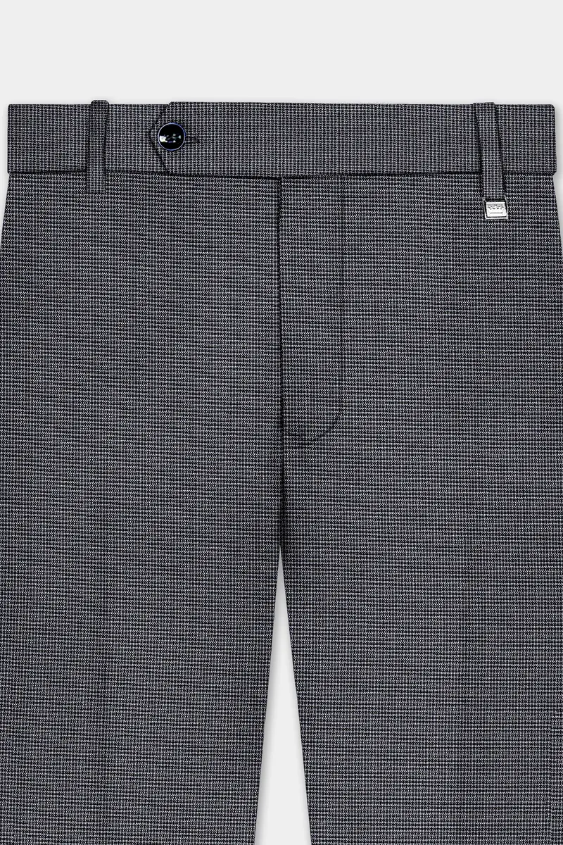 Shaft Gray Textured Wool Blend Stretchable Waistband Pant 4