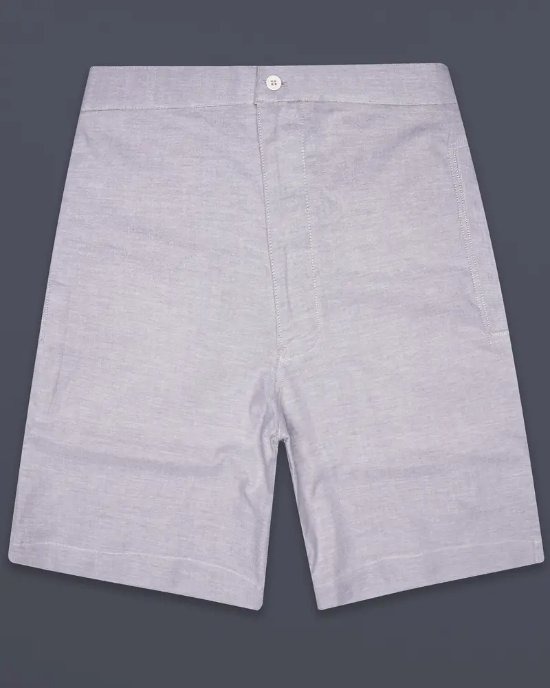 Shafton-London Hue Gray Solid Oxford Premium Cotton Shorts 1
