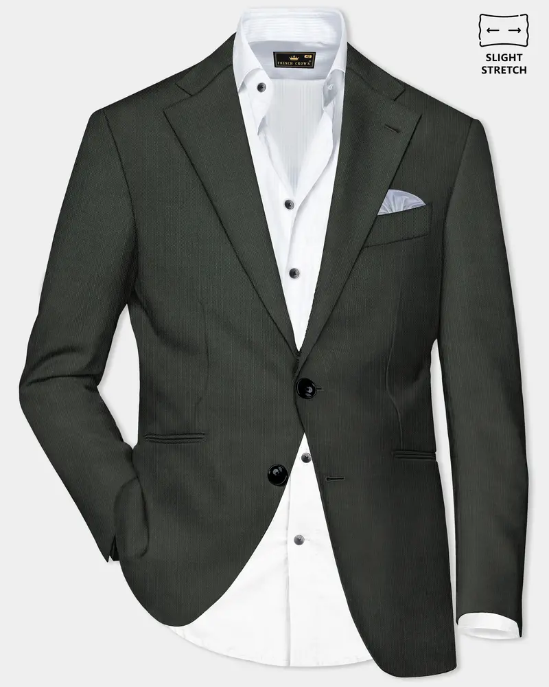 Shafton-Mine Shaft Green Solid Wool Rich Single Breasted Slight Stretch Blazer 1
