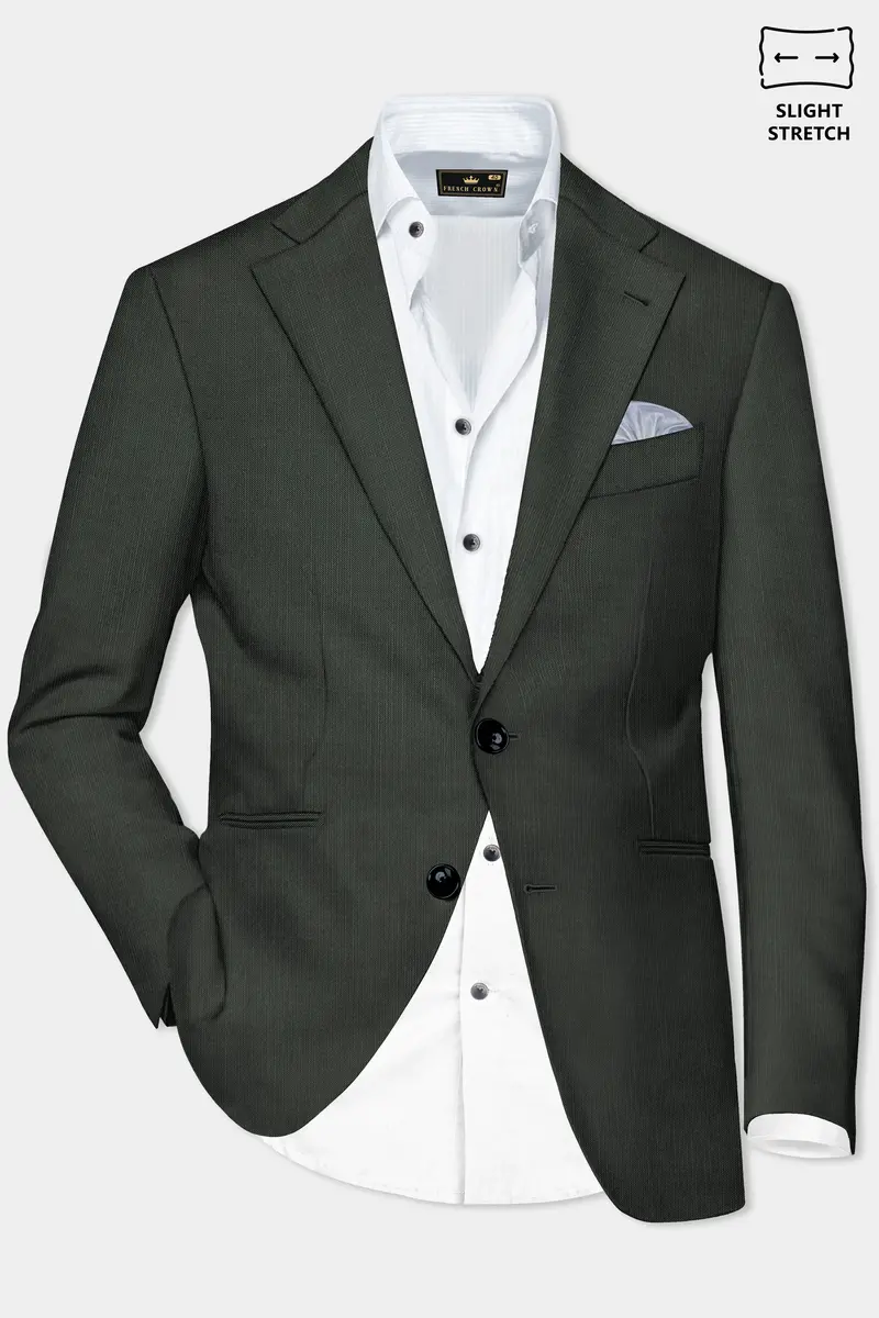 Shafton-Mine Shaft Green Solid Wool Rich Single Breasted Slight Stretch Blazer 2