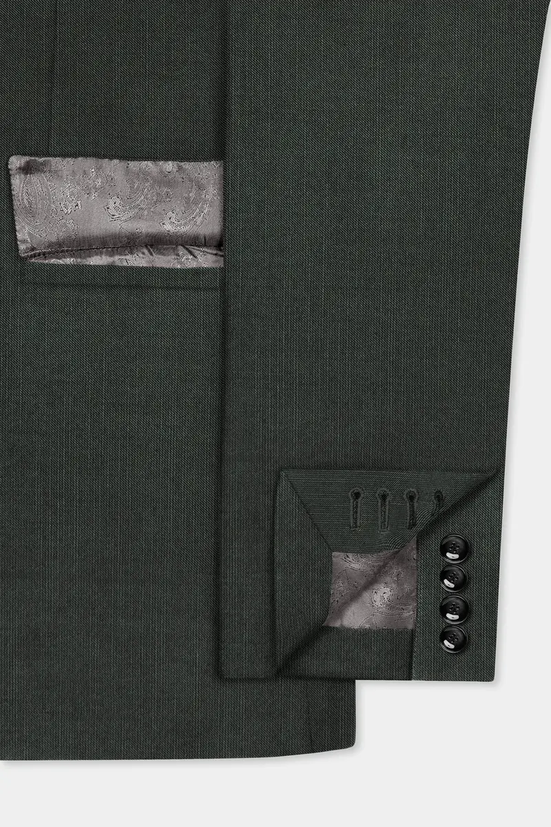 Shafton-Mine Shaft Green Solid Wool Rich Single Breasted Slight Stretch Blazer 7