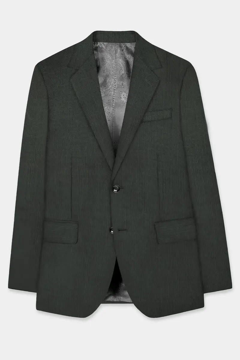 Shafton-Mine Shaft Green Solid Wool Rich Single Breasted Slight Stretch Blazer 8