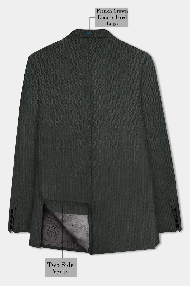 Shafton-Mine Shaft Green Solid Wool Rich Single Breasted Slight Stretch Blazer 9