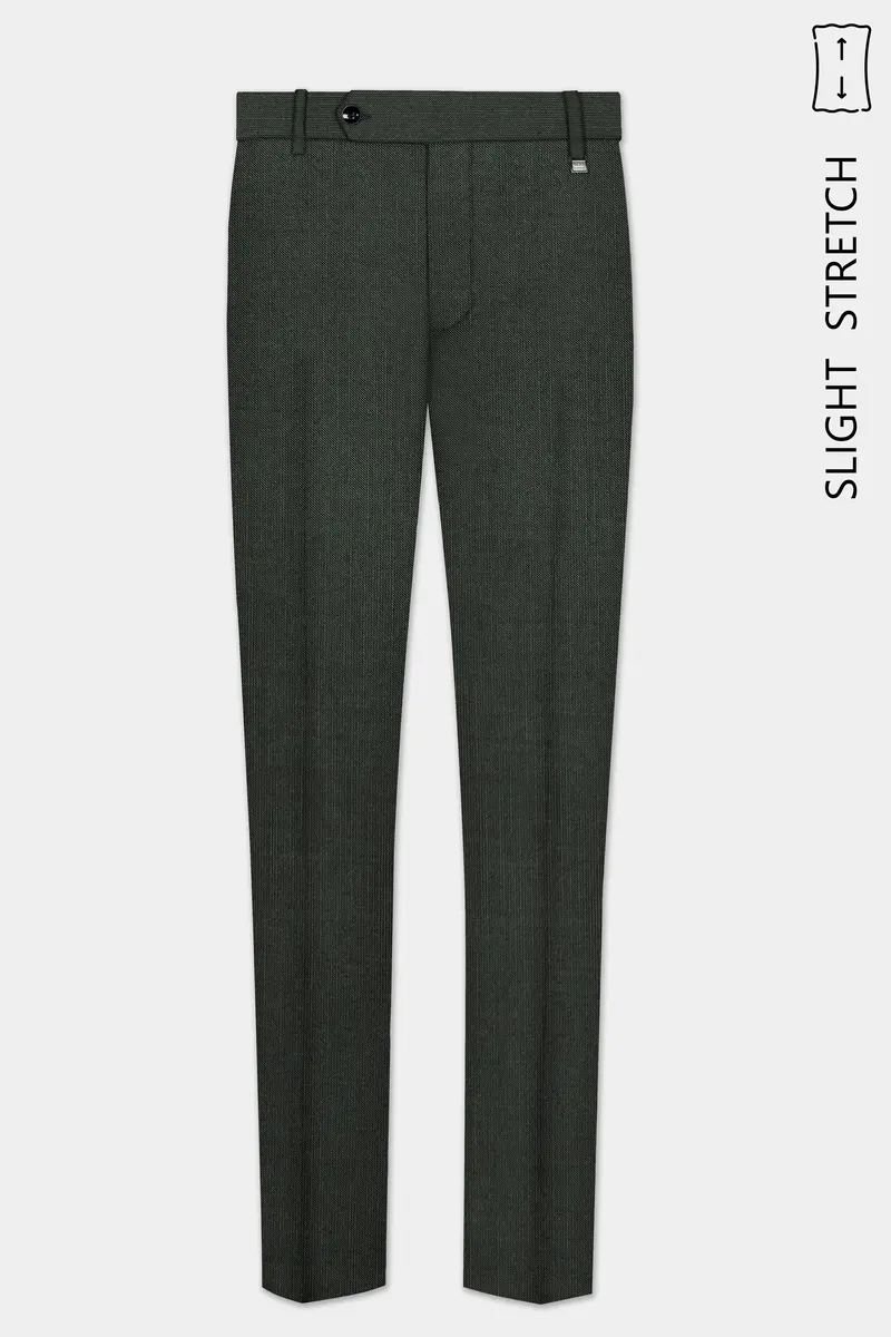 Shafton-Mine Shaft Green Solid Wool Rich Slight Stretch Waistband Pant 2