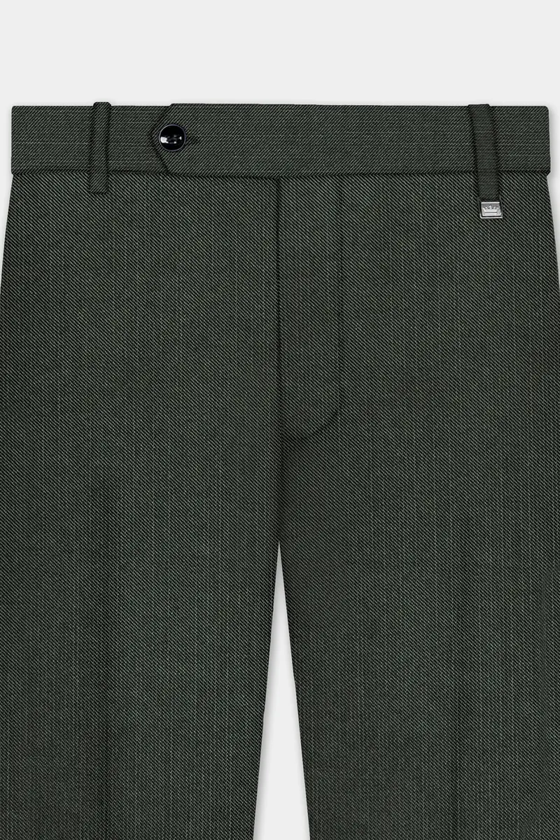 Shafton-Mine Shaft Green Solid Wool Rich Slight Stretch Waistband Pant 4