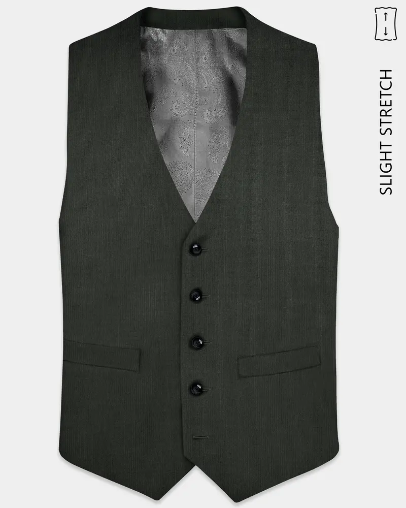 Shafton-Mine Shaft Green Solid Wool Rich Slight Stretch Waistcoat 1