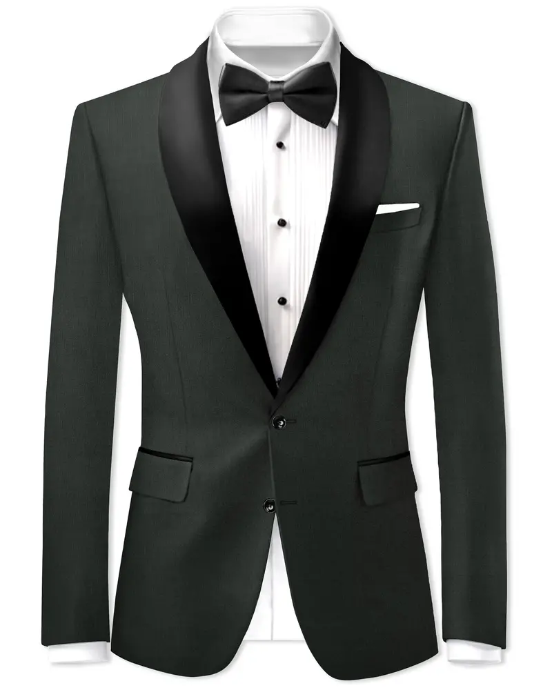Shafton-Mine Shaft Green Wool Rich Tuxedo Slight Stretch Blazer 1
