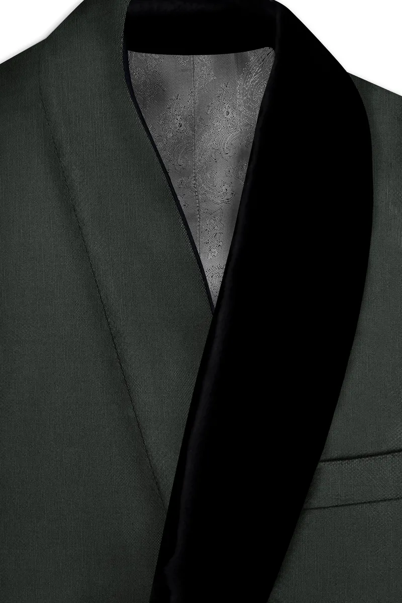 Shafton-Mine Shaft Green Wool Rich Tuxedo Slight Stretch Blazer 4