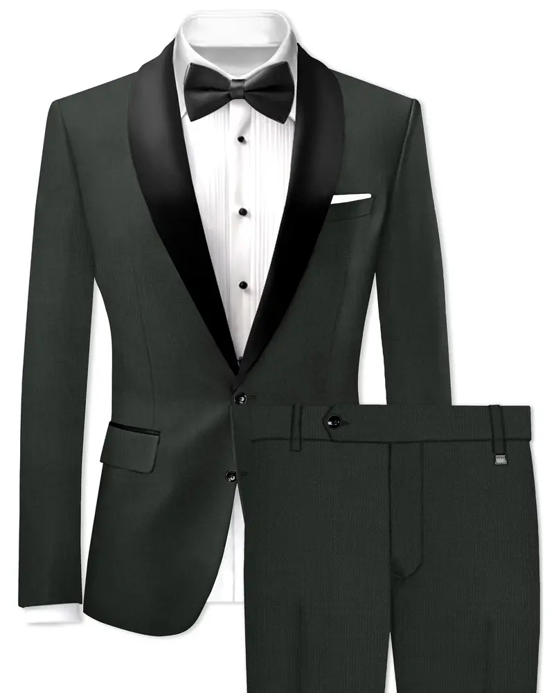 Shafton-Mine Shaft Green Wool Rich Tuxedo Slight Stretch Suit 1