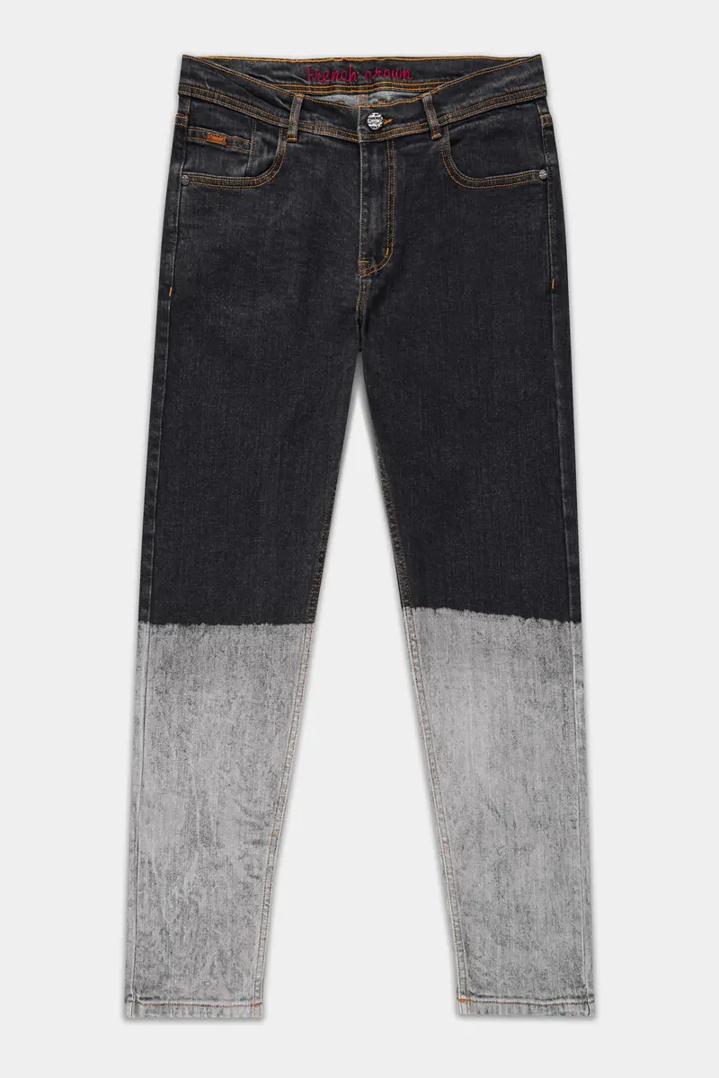 Shark Black And Martini Gray Heavily Washed Stretchable Denim 2