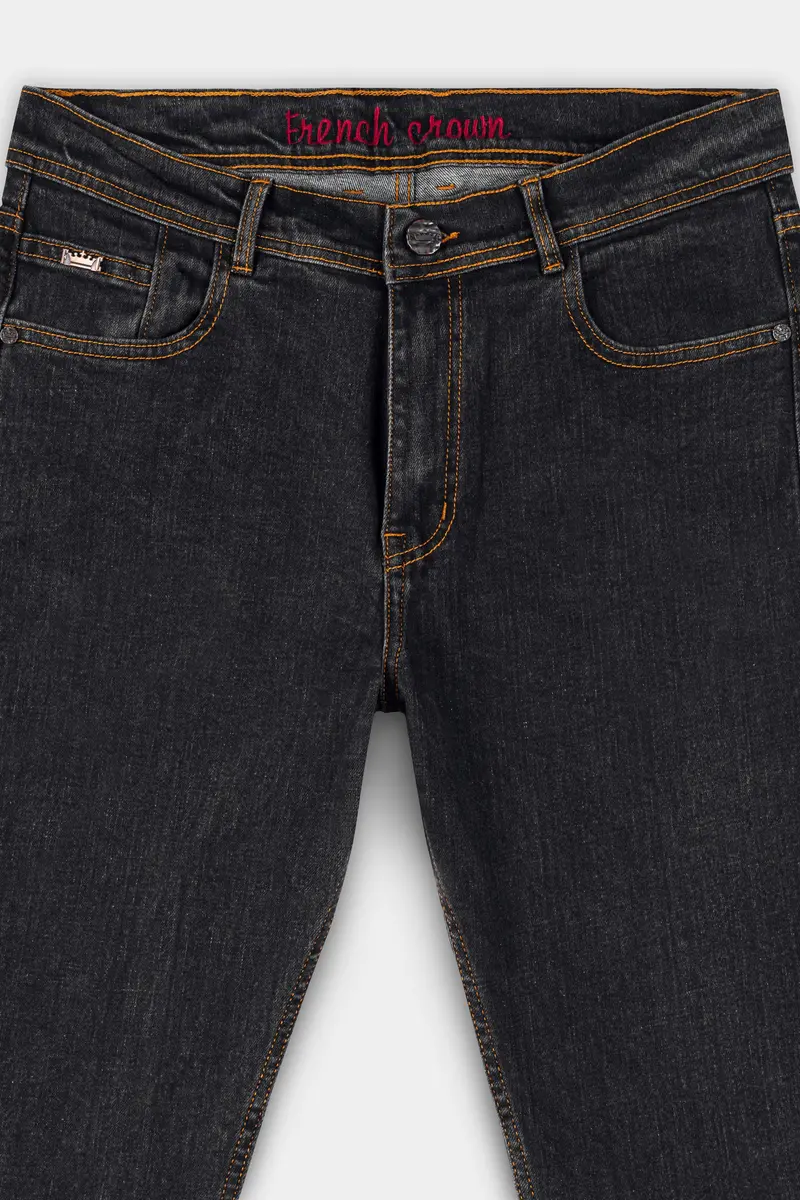 Shark Black And Martini Gray Heavily Washed Stretchable Denim 4