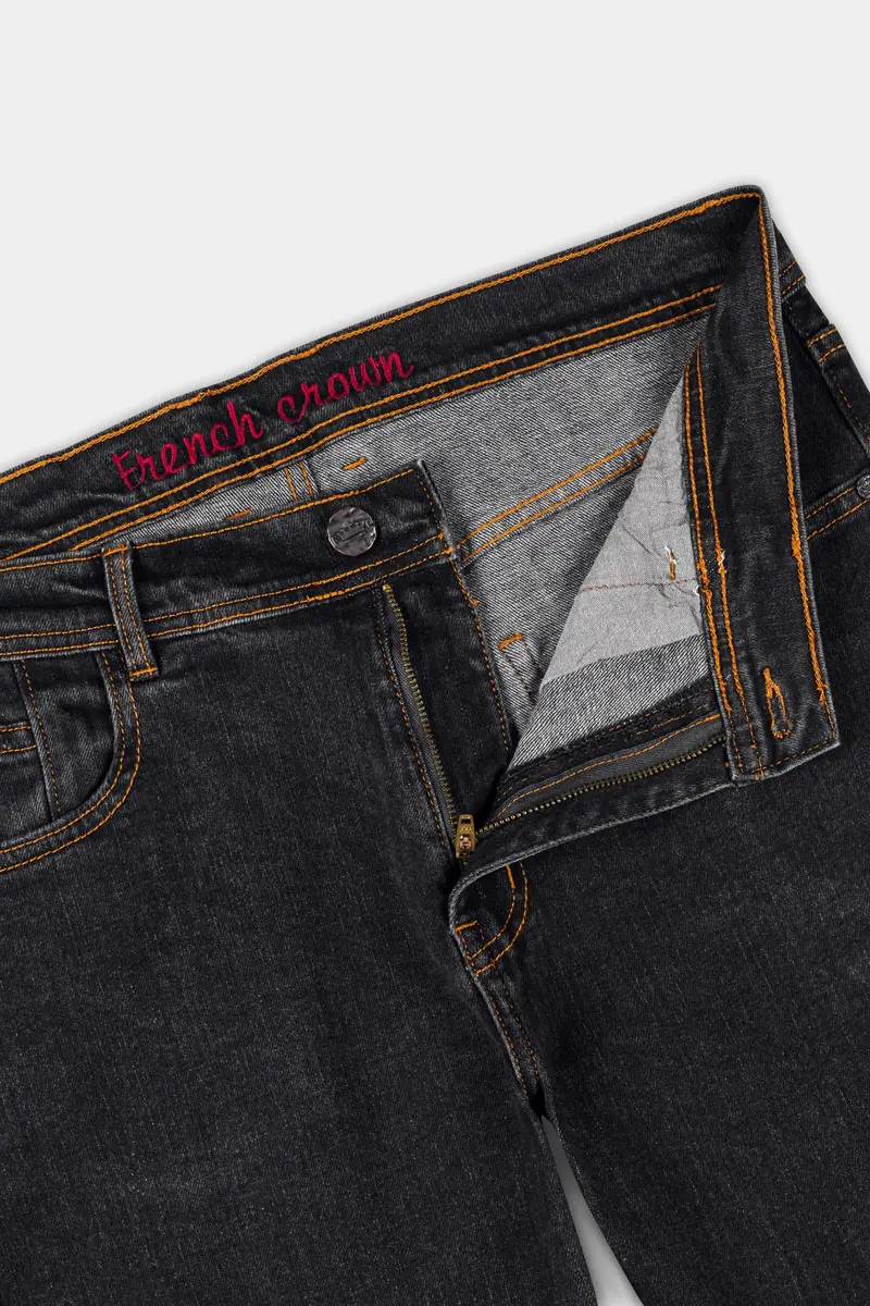 Shark Black And Martini Gray Heavily Washed Stretchable Denim 6