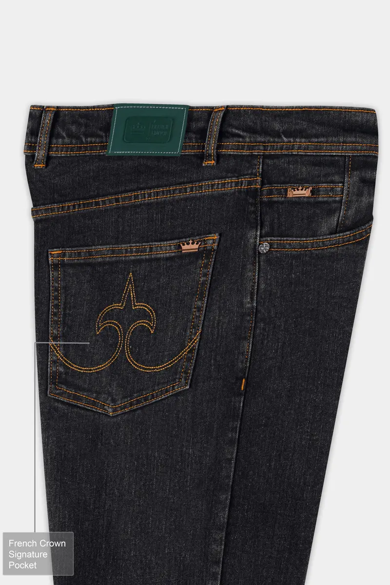 Shark Black And Martini Gray Heavily Washed Stretchable Denim 7