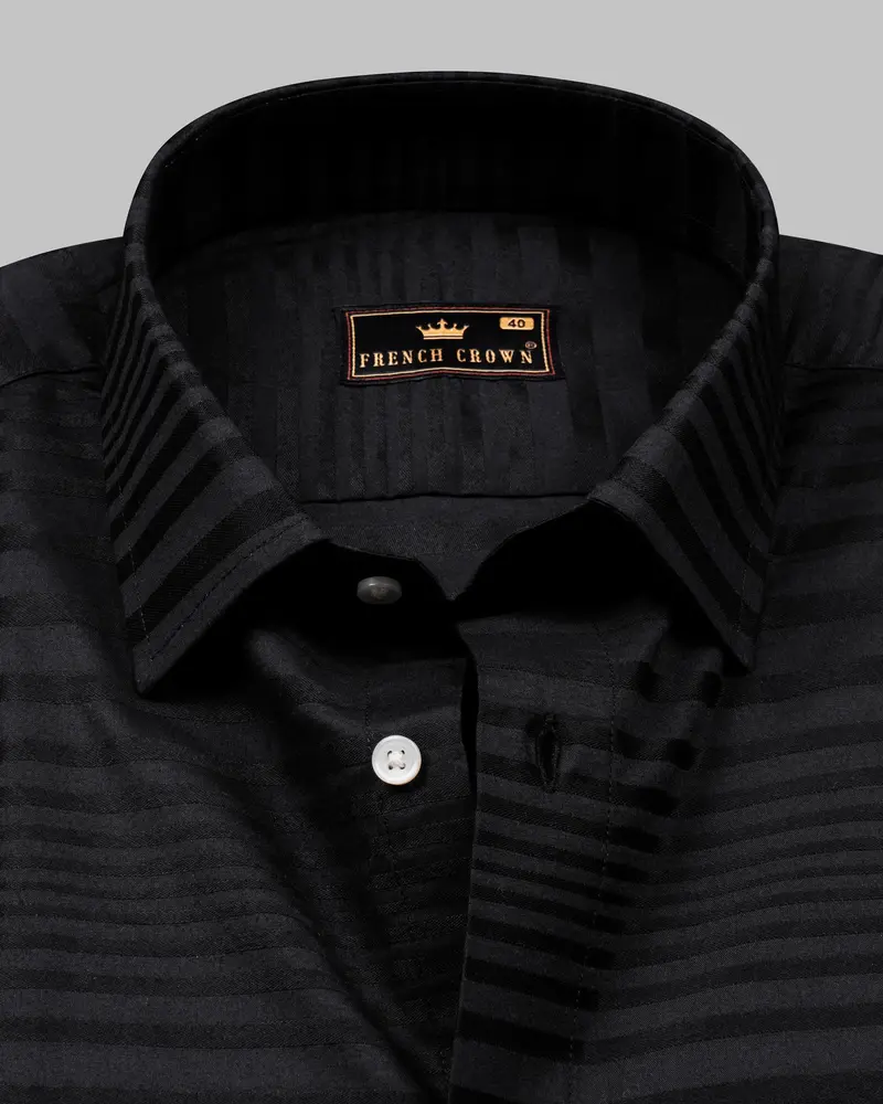 Shark Black Dobby Textured Premium Giza Cotton Shirt 1