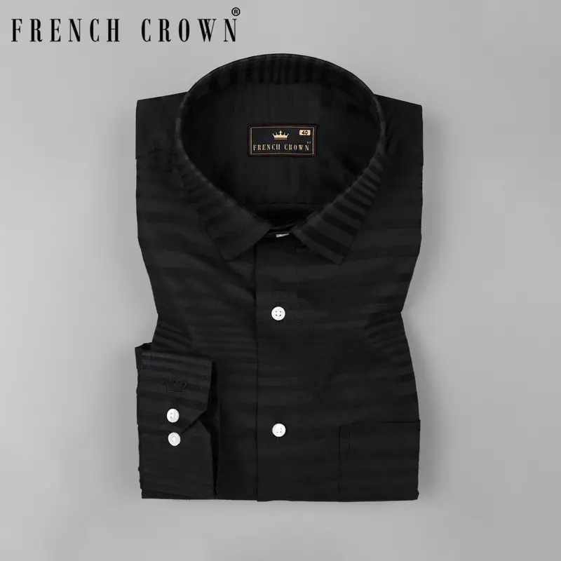 Shark Black Dobby Textured Premium Giza Cotton Shirt 10