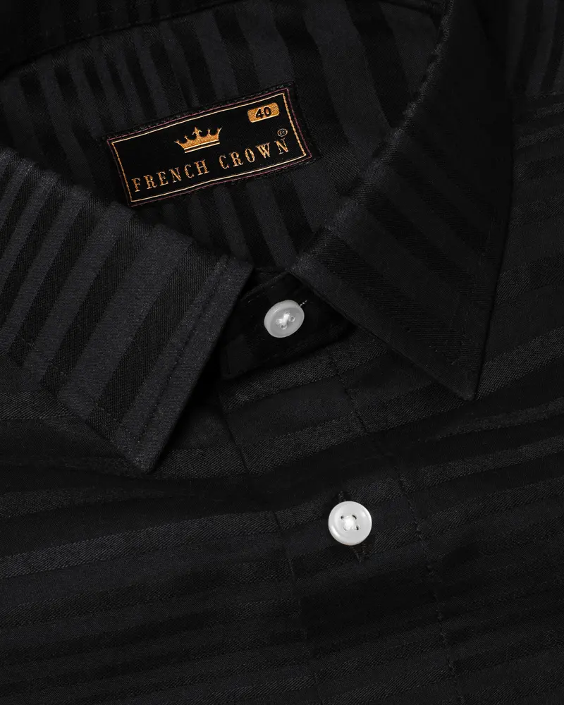 Shark Black Dobby Textured Premium Giza Cotton Shirt 3