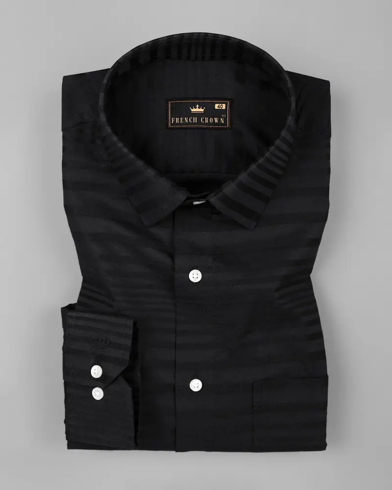 Shark Black Dobby Textured Premium Giza Cotton Shirt 4