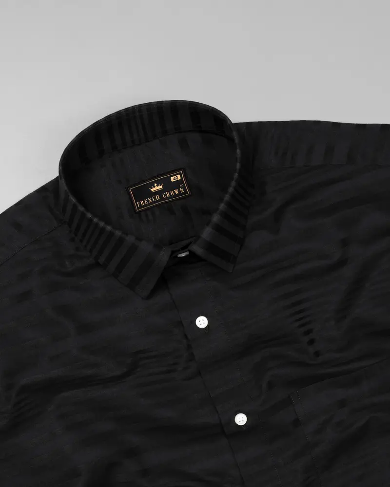 Shark Black Dobby Textured Premium Giza Cotton Shirt 5