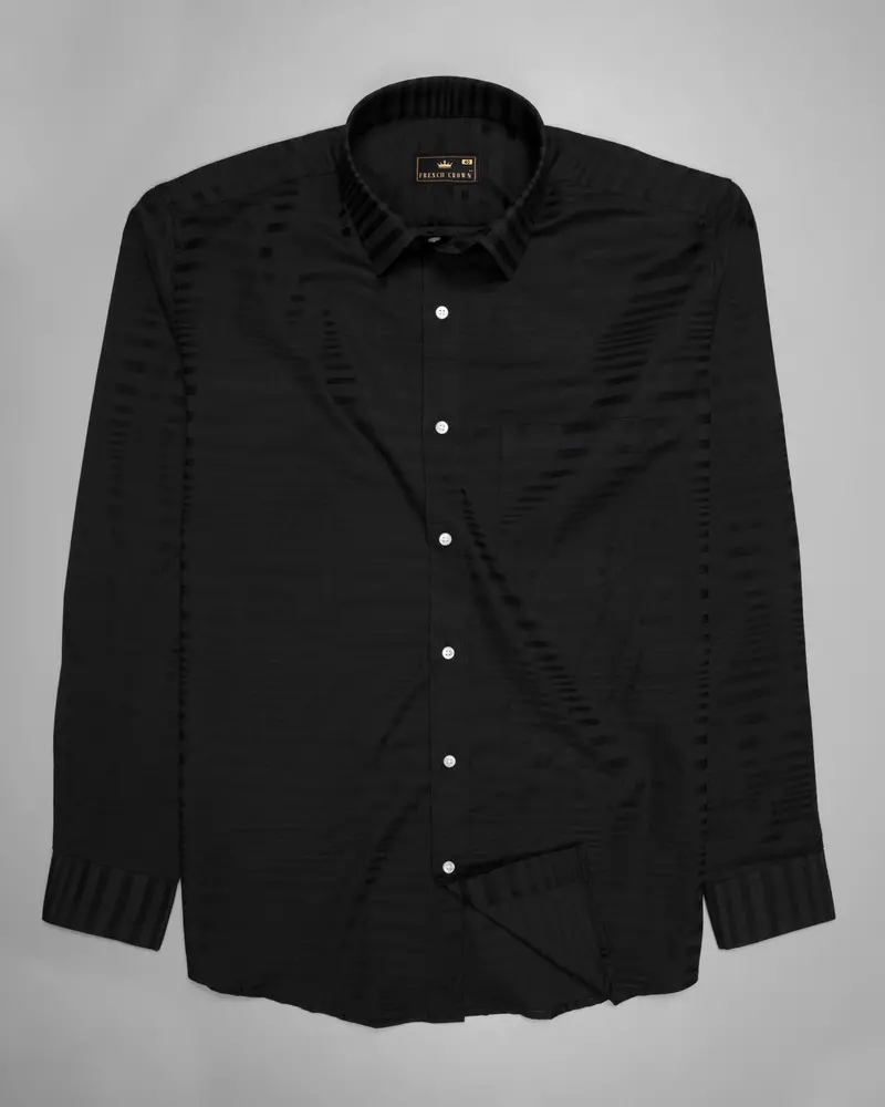 Shark Black Dobby Textured Premium Giza Cotton Shirt 6