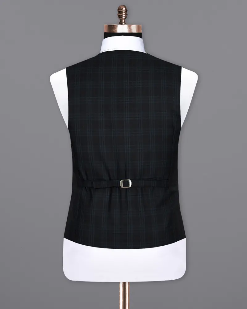 Shark Black Plaid Wool Rich Sports Waistcoat 6