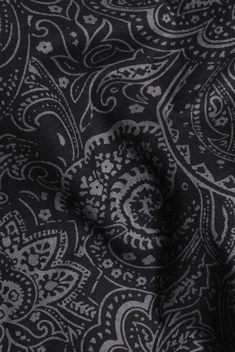 Shark Black Printed Lightweight Poplin Giza Cotton Shirt 2