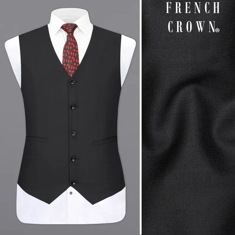 Shark Black Textured Waistcoat 1
