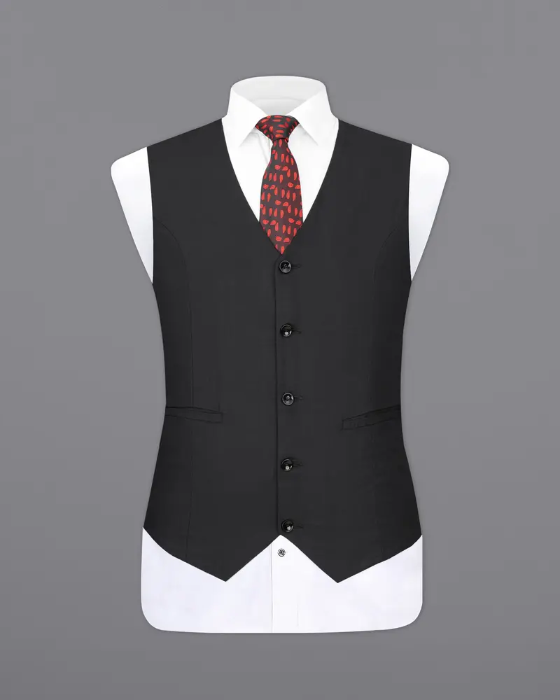 Shark Black Textured Waistcoat 2