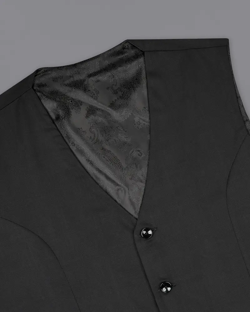 Shark Black Textured Waistcoat 4