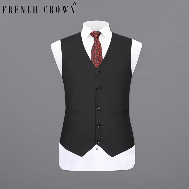 Shark Black Textured Waistcoat 7