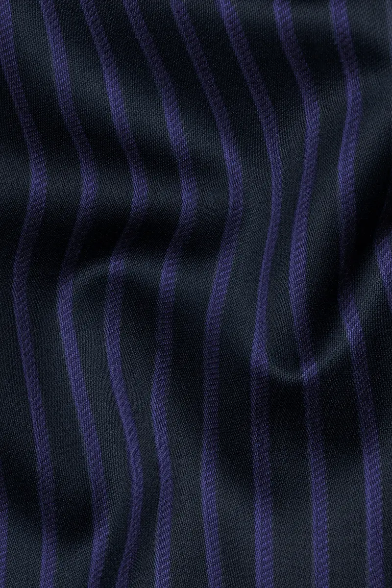 Shark Black With Blue Striped Wool Blend Waistcoat 3