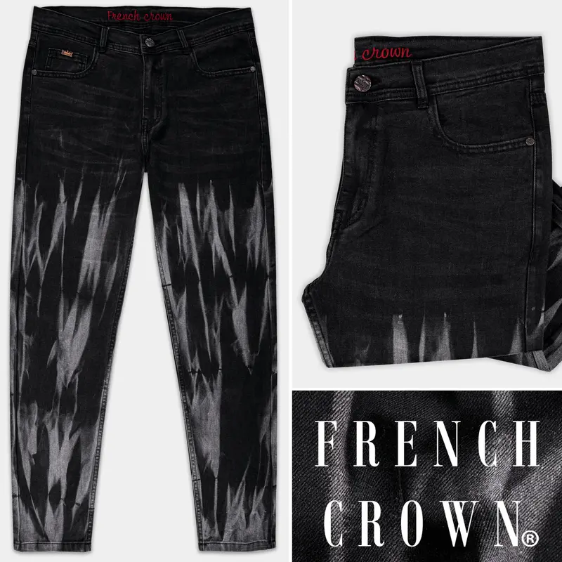 Shark Black With Venus Gray Heavily Washed Stretchable Denim 1