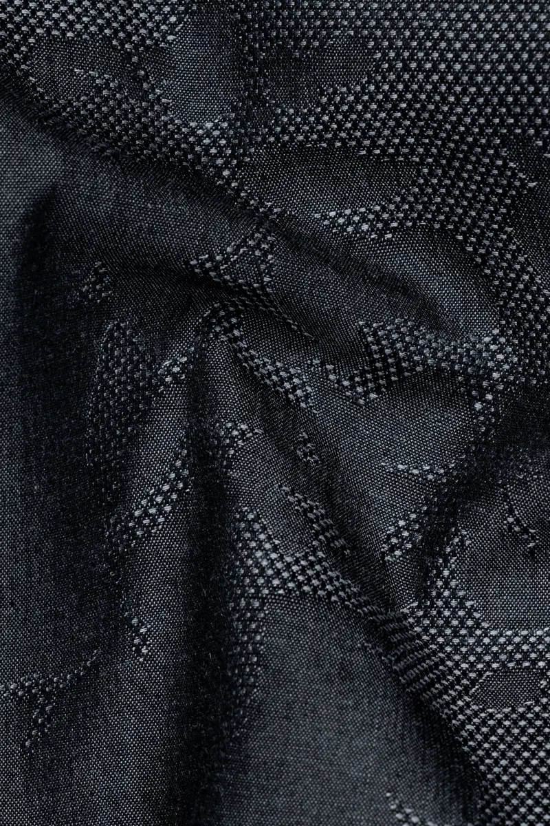 Shark Blue Jacquard Textured Premium Giza Cotton Shirt 2