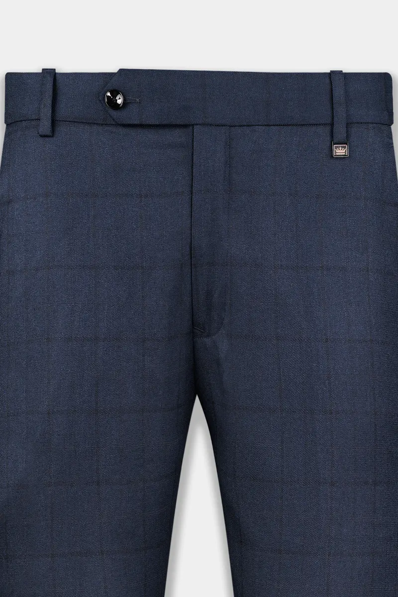Shark Blue Subtle Windowpane Double Breasted Suit 11
