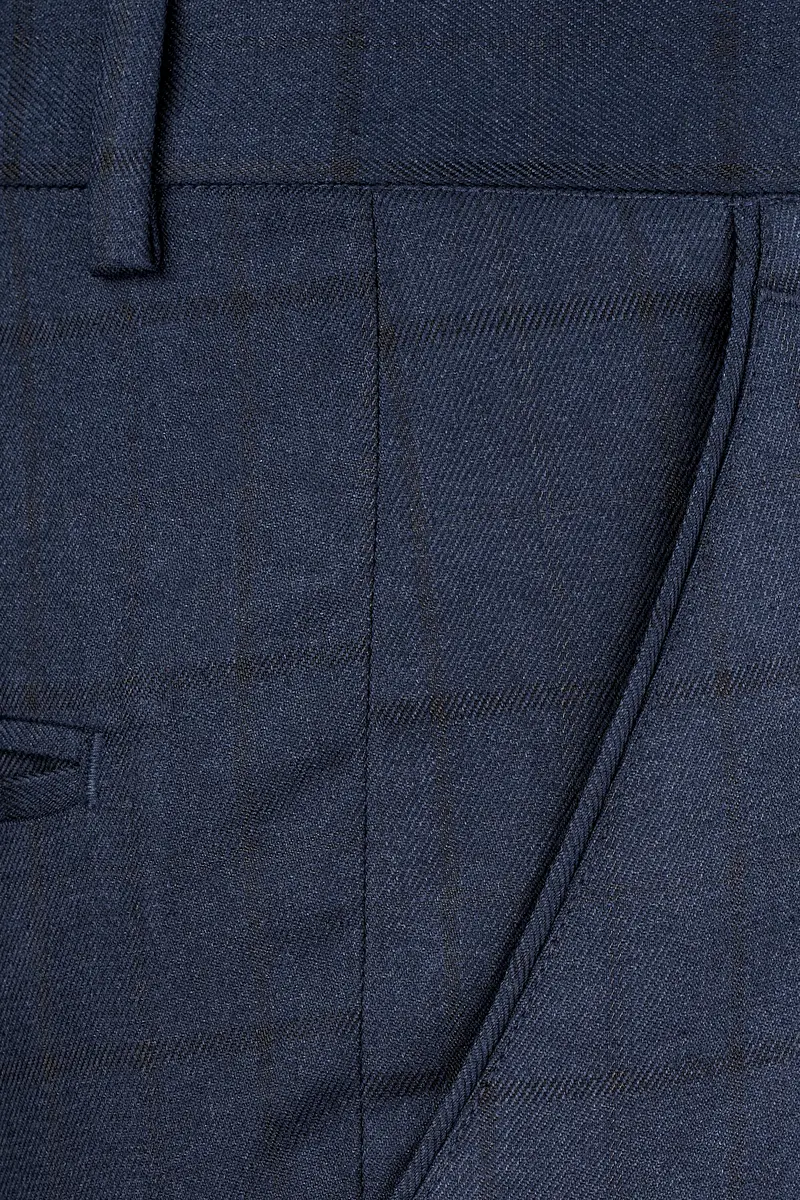 Shark Blue Subtle Windowpane Double Breasted Suit 13