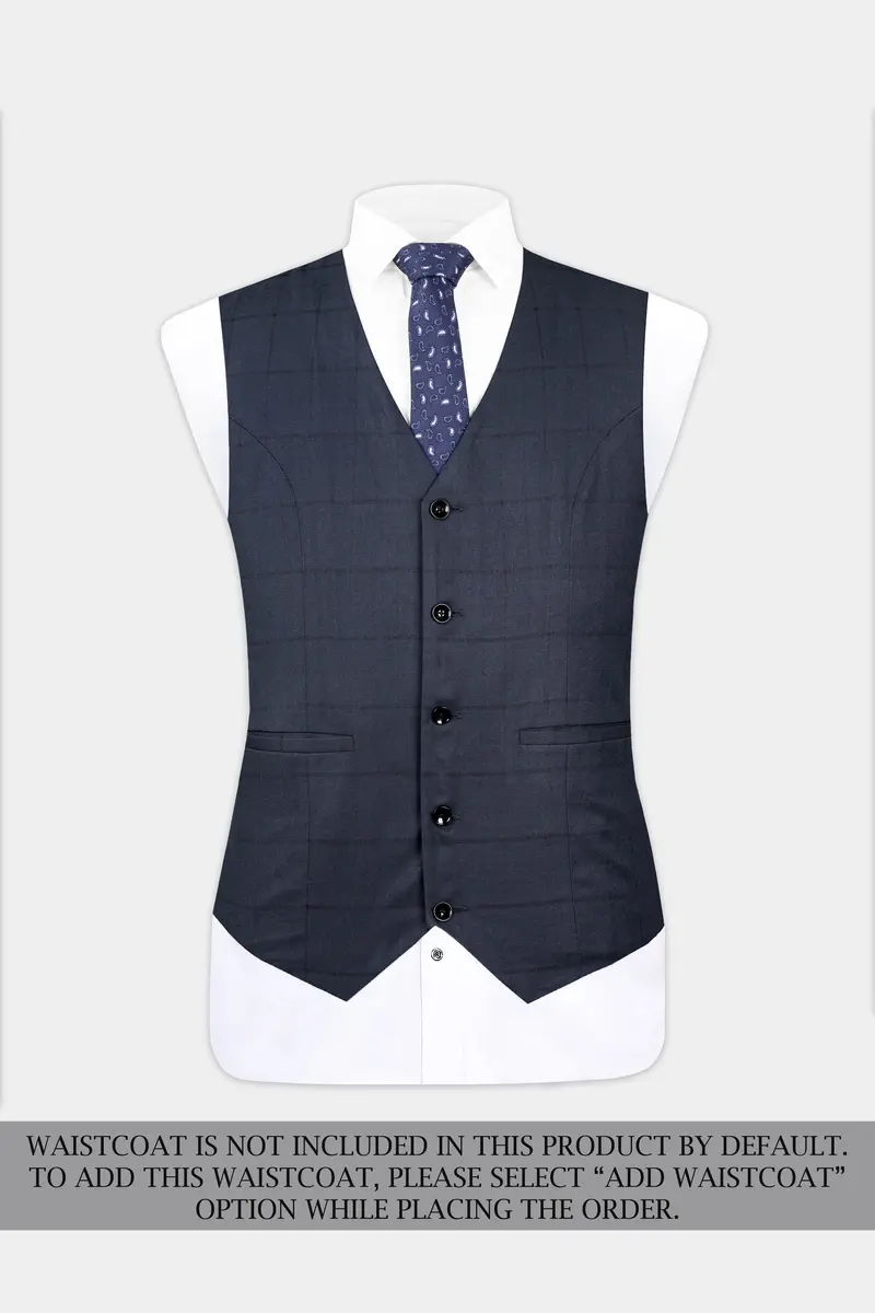 Shark Blue Subtle Windowpane Double Breasted Suit 14